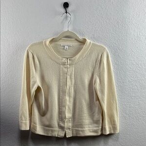 Vintage Banana Republic Cream Button-Front Cardigan Sweater Wool Blend Sz L Chic